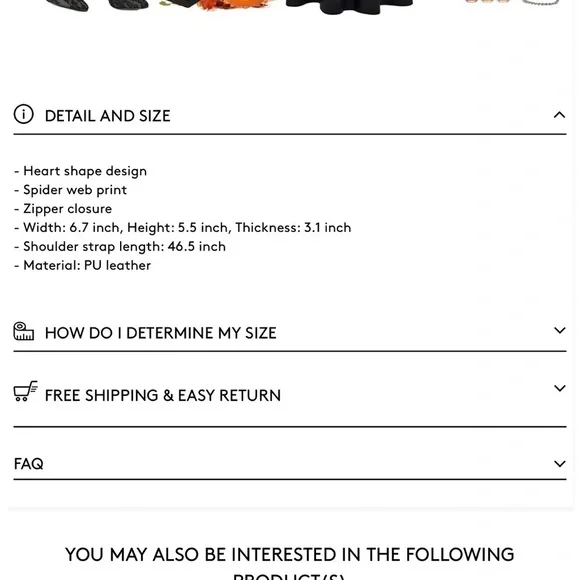 N - SPIDER WEB PRINT HEART CROSSBODY BAG IN BLACK - Picture 5 of 5